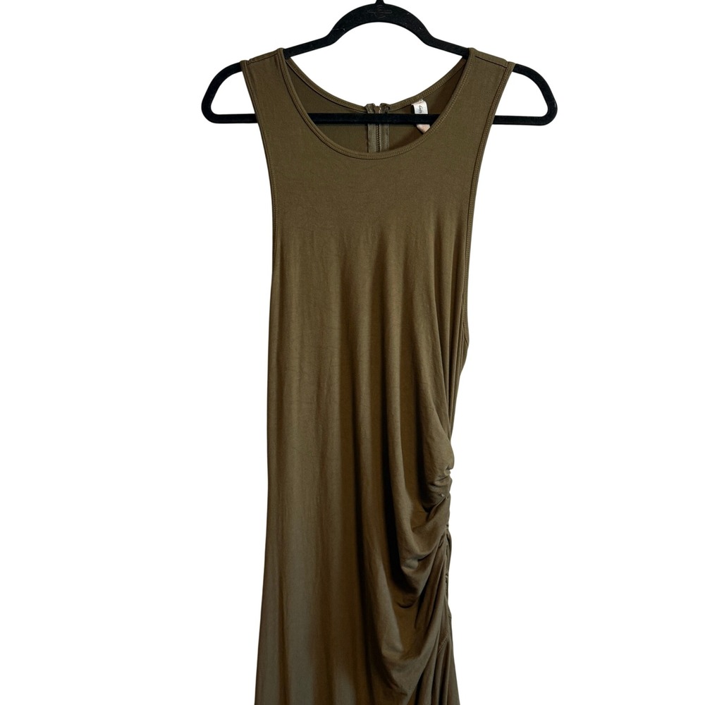 Anthropologie Daily Practice Moss Green Ruched Asymmetrical Dress Size L - Picture 5 of 13